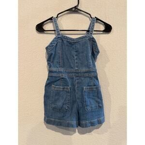 Abercrombie Girl's Size 7/8 Denim Sleeveless Overall Romper Blue